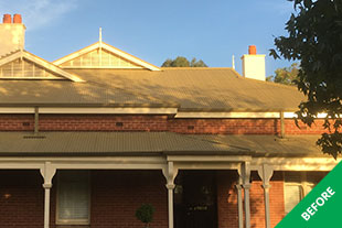 Cheltenham- Colorbond roof painting - Caulfield Green Acratex - before - 2