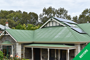 Dernancourt - Iron roof restoration- faded Caulfield Green - before 2