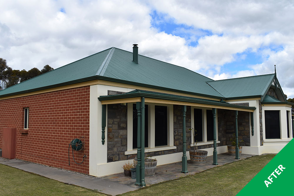 Murray Bridge - COLORBOND® steel roof restoration - Dulux® Acratex® Caulfield Green - painted 2